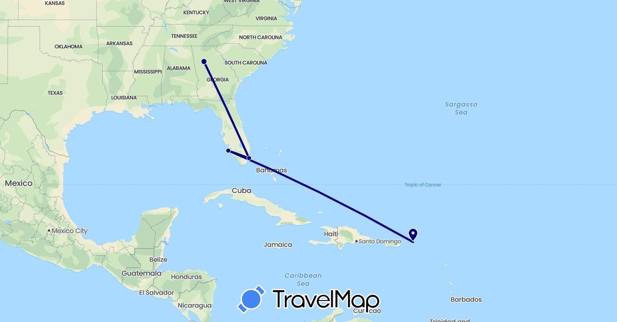 TravelMap itinerary: driving in United States, British Virgin Islands (North America)